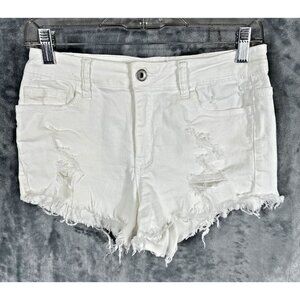 Klique B Denim Shorts Girls Distressed White Size Medium Light Wash Stretch